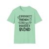 Unisex t-shirt from Twisted Angell with the sarcastic phrase “Coffee & Friends Make the Perfect Blend” printed on the front.