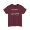 Unisex t-shirt from Twisted Angell with the sarcastic phrase “Most Likely To Cry During The Gift Exchange” printed on the front.