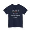 Unisex t-shirt from Twisted Angell with the sarcastic phrase “Most Likely To Record A TikTok During Dinner” printed on the front.
