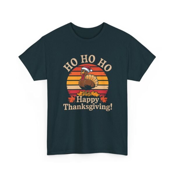 Unisex t-shirt from Twisted Angell with the sarcastic phrase “Ho Ho Ho Happy Thanksgiving” printed on the front.