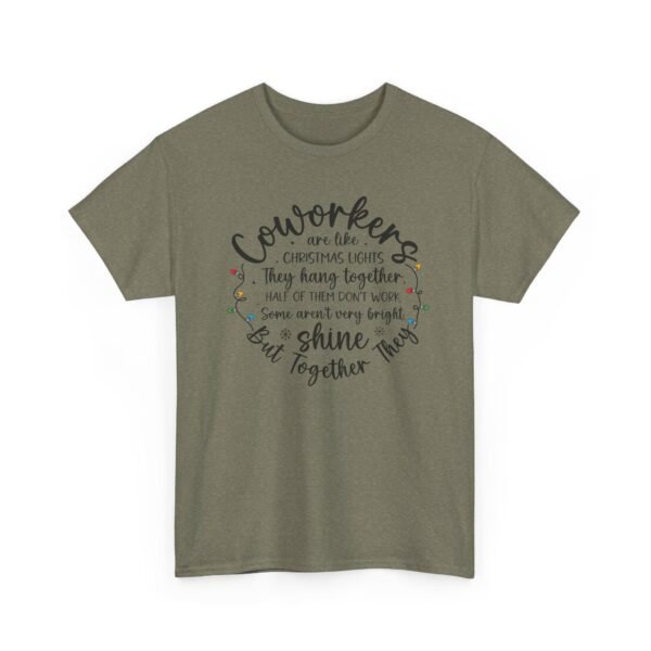 Unisex t-shirt from Twisted Angell with the sarcastic phrase “Coworkers Are Like Christmas Lights” printed on the front.