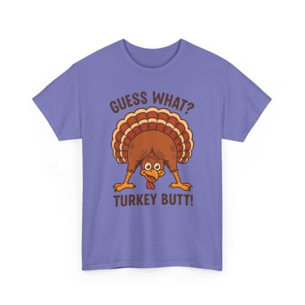Unisex t-shirt from Twisted Angell with the sarcastic phrase “Guess What? Turkey Butt!” printed on the front.