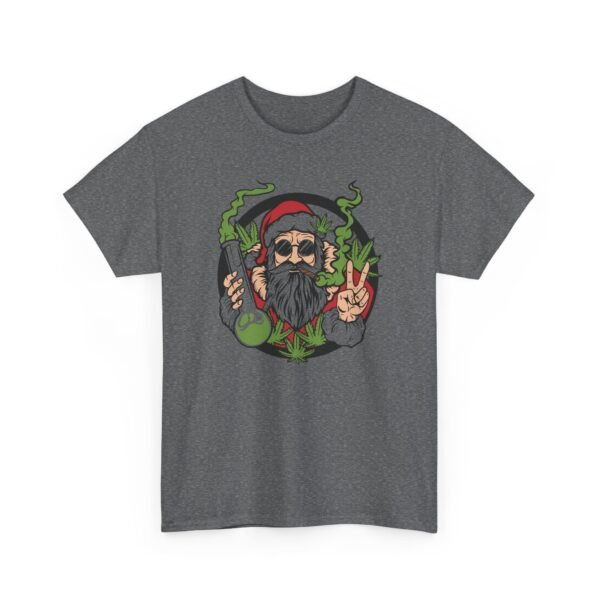 Unisex t-shirt from Twisted Angell with the sarcastic phrase “Santa's Hippie Bong Blunt Peace” printed on the front.