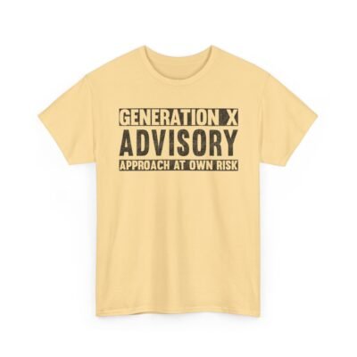 1602616342780858042_2048.jpeg Unisex t-shirt from Twisted Angell with the sarcastic phrase “Generation X Advisory – Approach At Own Risk” printed on the front.