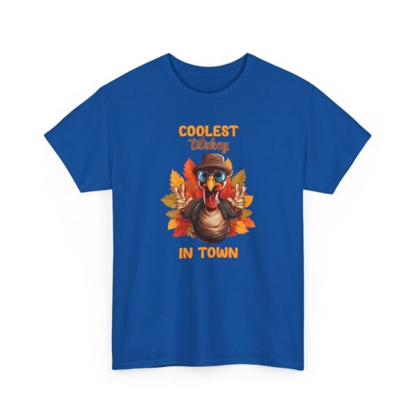 Unisex t-shirt from Twisted Angell with the sarcastic phrase “Coolest Turkey in Town” printed on the front.
