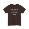 Unisex t-shirt from Twisted Angell with the sarcastic phrase “Most Likely To Drink All The Sake” printed on the front.