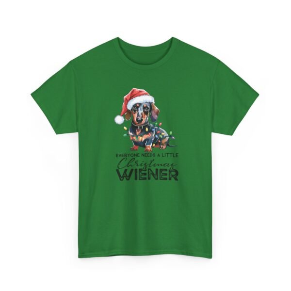 Unisex t-shirt from Twisted Angell with the sarcastic phrase “Everyone Needs A Little Christmas Wiener” printed on the front.