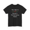 Unisex t-shirt from Twisted Angell with the sarcastic phrase “Most Likely To Record A TikTok During Dinner” printed on the front.