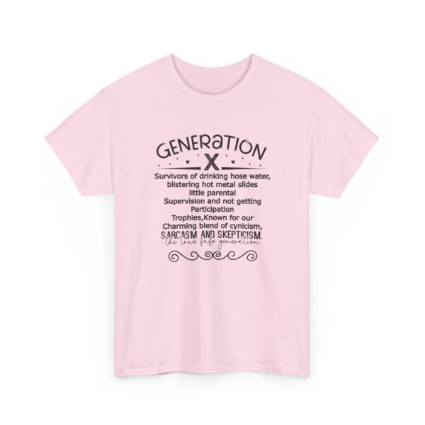 Sarcastic apparel design from Twisted Angell with the phrase “Generation X Definition - Sarcasm & Skepticism Tee” printed on the front.
