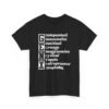 Unisex t-shirt from Twisted Angell with the sarcastic phrase “Gen X - Independent • Resourceful • Resilient” printed on the front.