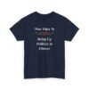 Unisex t-shirt from Twisted Angell with the sarcastic phrase “Most Likely To Bring Up Politics At Dinner” printed on the front.