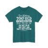 Unisex t-shirt from Twisted Angell with the sarcastic phrase “I'm Getting Too Old To Impress People” printed on the front.