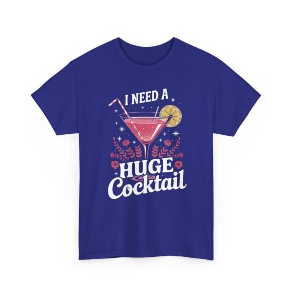 Unisex t-shirt from Twisted Angell with the sarcastic phrase “I Need a Huge Cocktail” printed on the front.