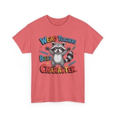 Unisex t-shirt from Twisted Angell with the sarcastic phrase “Weird Teachers Build Character” printed on the front.
