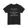 Unisex t-shirt from Twisted Angell with the sarcastic phrase “Most Likely To Give Their Boss A Passive-Aggressive Gift” printed on the front.