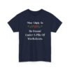 Unisex t-shirt from Twisted Angell with the sarcastic phrase “Most Likely To Be Found Under A Pile of Worksheets” printed on the front.