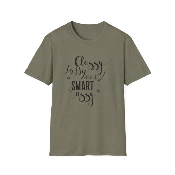 1639623487733219026_2048-1.jpeg Unisex t-shirt from Twisted Angell with the sarcastic phrase “Classy Sassy and a Bit Smart Assy” printed on the front.