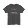 Unisex t-shirt from Twisted Angell with the sarcastic phrase “Most Likely To Spend Too Much On Gifts” printed on the front.