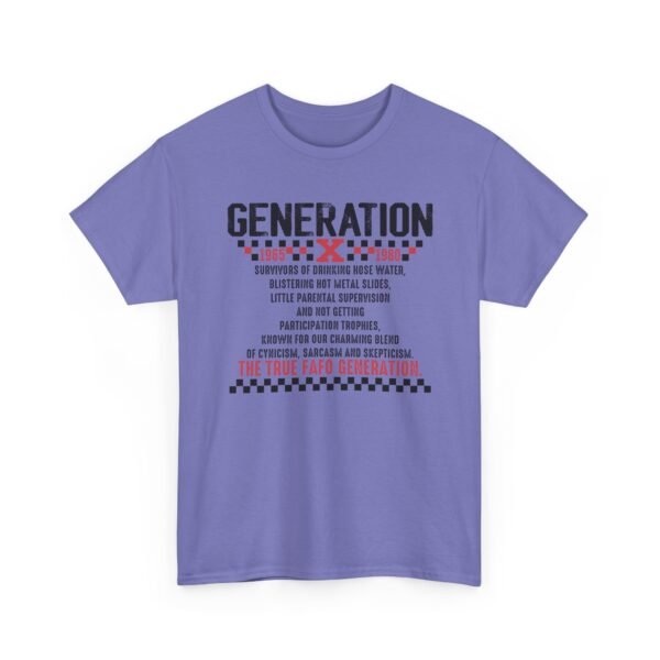Unisex t-shirt from Twisted Angell with the sarcastic phrase “Generation X - The True FAFO Generation” printed on the front.
