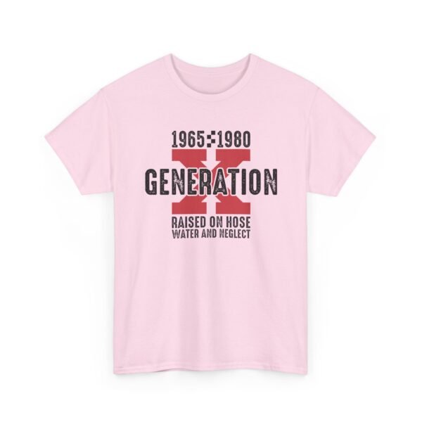 16619060298346767443_2048.jpeg Sarcastic apparel design from Twisted Angell with the phrase “Generation X T‑Shirt (1965–1980) - Raised on Noise, Water and Neglect” printed on the front.