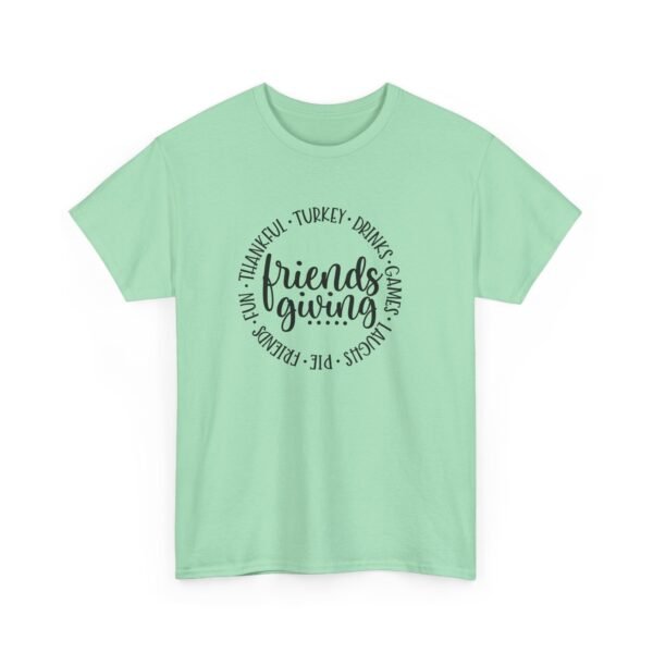 Unisex t-shirt from Twisted Angell with the sarcastic phrase “Friendsgiving” printed on the front.
