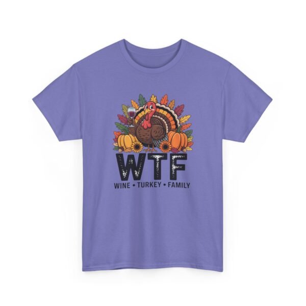 16809669592285179288_2048-1.jpeg Unisex t-shirt from Twisted Angell with the sarcastic phrase “WTF: Wine, Turkey, Family” printed on the front.