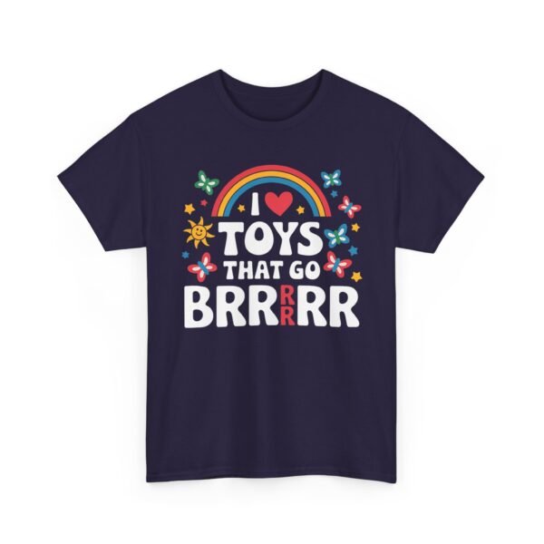 Unisex t-shirt from Twisted Angell with the sarcastic phrase “I Love Toys That Go Brrrr” printed on the front.