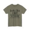 Unisex t-shirt from Twisted Angell with the sarcastic phrase “Looks Like I May Accidentally Get Drunk On Purpose Today” printed on the front.