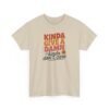 Unisex t-shirt from Twisted Angell with the sarcastic phrase “Kinda Give a Damn, Kinda Don't Care” printed on the front.
