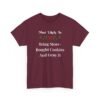 Unisex t-shirt from Twisted Angell with the sarcastic phrase “Most Likely To Bring Store-Bought Cookies And Deny It” printed on the front.
