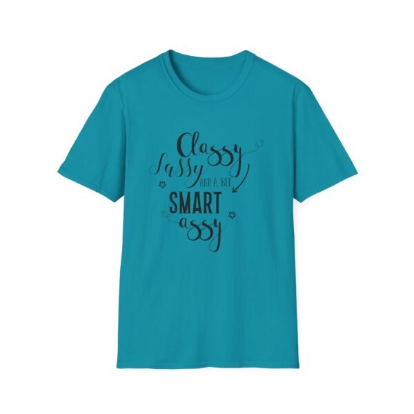 17098352068506822720_2048-1.jpeg Unisex t-shirt from Twisted Angell with the sarcastic phrase “Classy Sassy and a Bit Smart Assy” printed on the front.