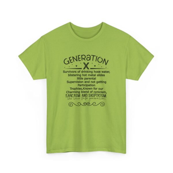 Sarcastic apparel design from Twisted Angell with the phrase “Generation X Definition - Sarcasm & Skepticism Tee” printed on the front.