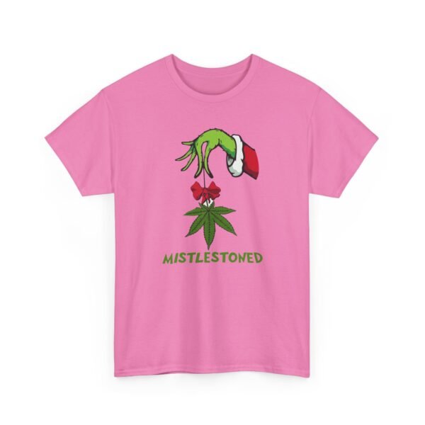 Unisex t-shirt from Twisted Angell with the sarcastic phrase “MistleStoned” printed on the front.