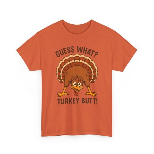 Unisex t-shirt from Twisted Angell with the sarcastic phrase “Guess What? Turkey Butt!” printed on the front.