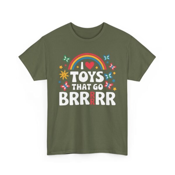 Unisex t-shirt from Twisted Angell with the sarcastic phrase “I Love Toys That Go Brrrr” printed on the front.