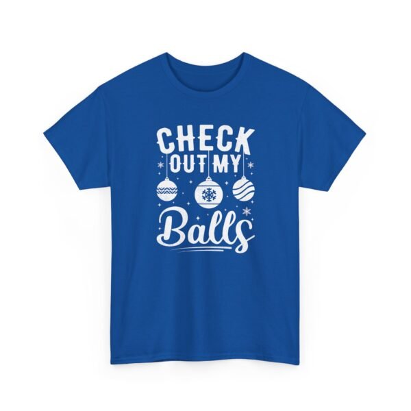 Unisex t-shirt from Twisted Angell with the sarcastic phrase “Check Out My Balls” printed on the front.