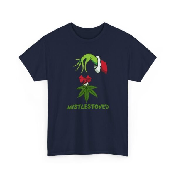 Unisex t-shirt from Twisted Angell with the sarcastic phrase “MistleStoned” printed on the front.