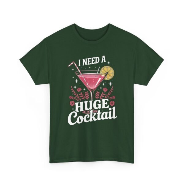Unisex t-shirt from Twisted Angell with the sarcastic phrase “I Need a Huge Cocktail” printed on the front.