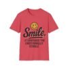 Unisex t-shirt from Twisted Angell with the sarcastic phrase “Smile. It confuses the emotionally stable” printed on the front.