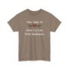 Unisex t-shirt from Twisted Angell with the sarcastic phrase “Most Likely To Show Up Late With Starbucks” printed on the front.