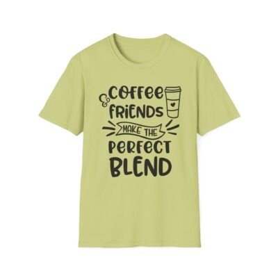 1739158744466631282_2048-2.jpeg Unisex t-shirt from Twisted Angell with the sarcastic phrase “Coffee & Friends Make the Perfect Blend” printed on the front.