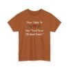 Unisex t-shirt from Twisted Angell with the sarcastic phrase “Most Likely to Say 'Next Year I'll Start Early” printed on the front.