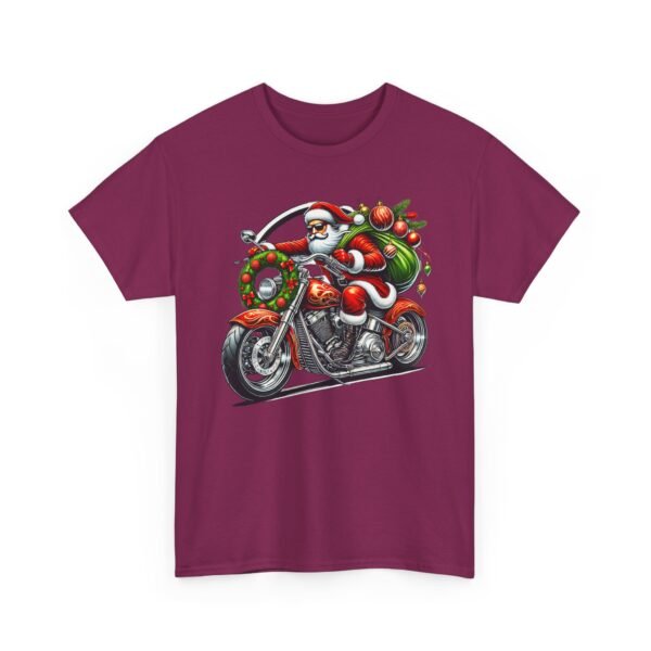 Unisex t-shirt from Twisted Angell with the sarcastic phrase “Santa on a Motorcycle” printed on the front.