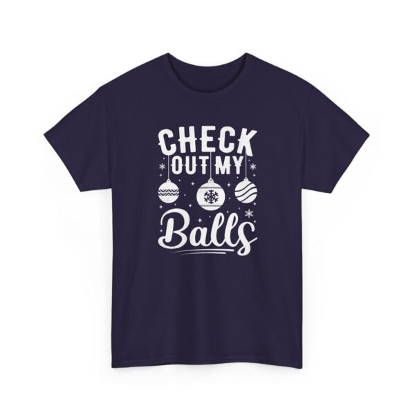 Unisex t-shirt from Twisted Angell with the sarcastic phrase “Check Out My Balls” printed on the front.