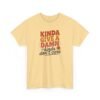 Unisex t-shirt from Twisted Angell with the sarcastic phrase “Kinda Give a Damn, Kinda Don't Care” printed on the front.