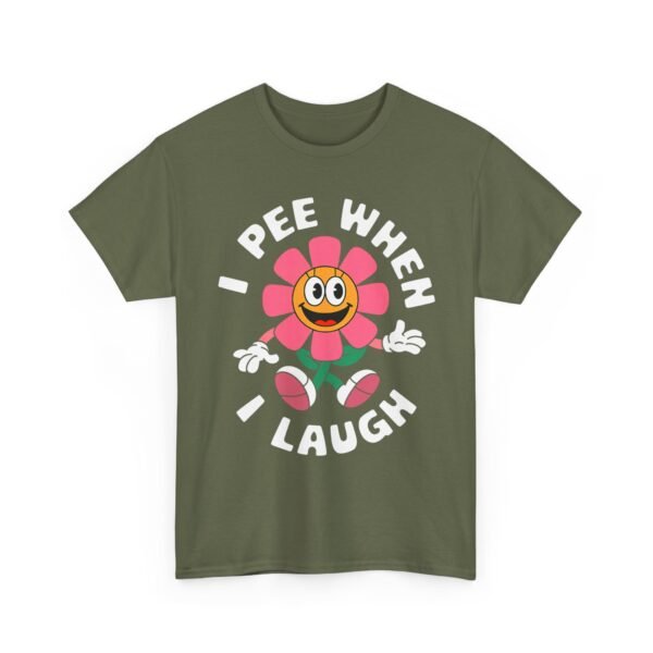 Unisex t-shirt from Twisted Angell with the sarcastic phrase “I Pee When I Laugh” printed on the front.