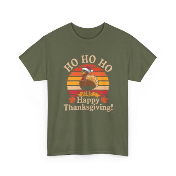 Unisex t-shirt from Twisted Angell with the sarcastic phrase “Ho Ho Ho Happy Thanksgiving” printed on the front.