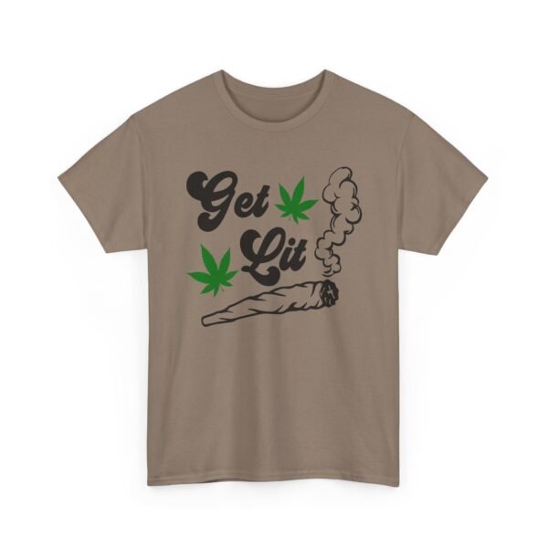Unisex t-shirt from Twisted Angell with the sarcastic phrase “Get Lit” printed on the front.