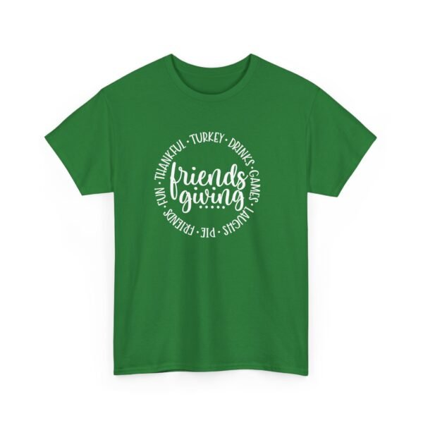 Unisex t-shirt from Twisted Angell with the sarcastic phrase “Friendsgiving” printed on the front.
