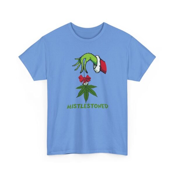 Unisex t-shirt from Twisted Angell with the sarcastic phrase “MistleStoned” printed on the front.
